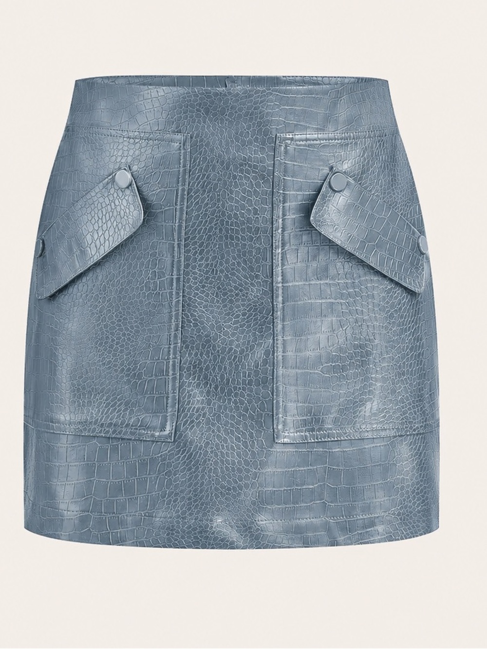 130 Faux Leather Crocodile-Embossed Mini Skirt